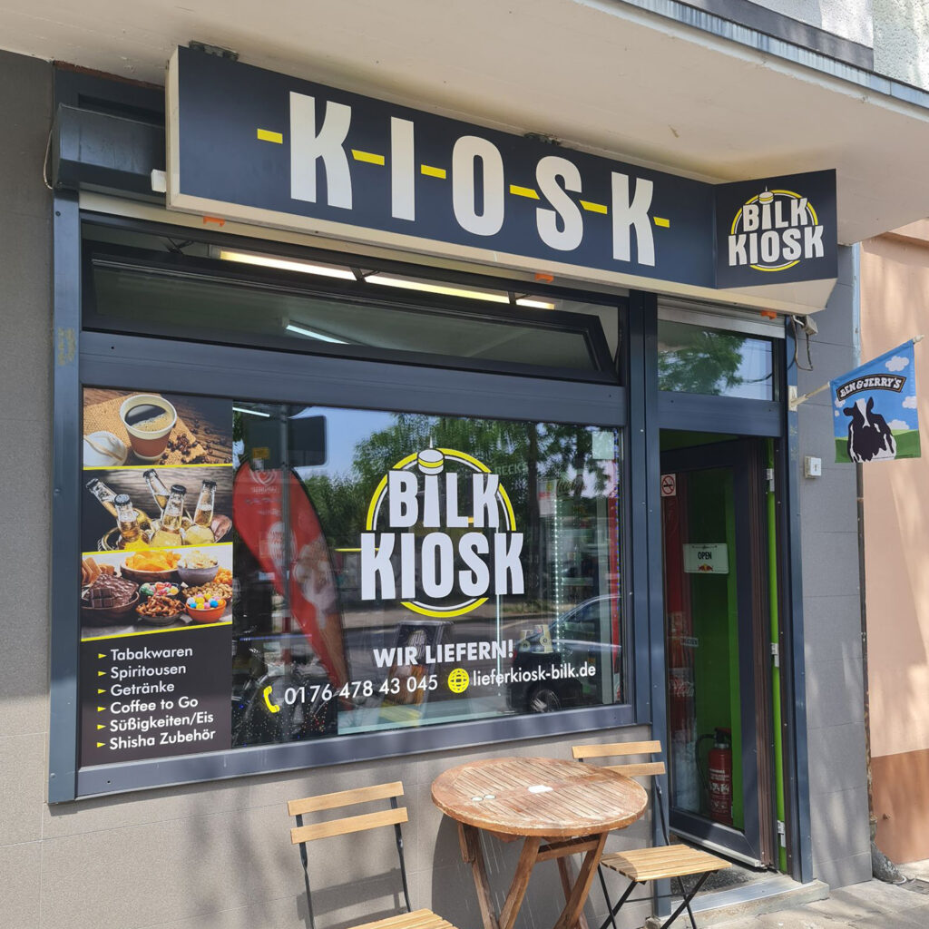 Aussenwerbung für Bilk Kiosk Düsseldorf